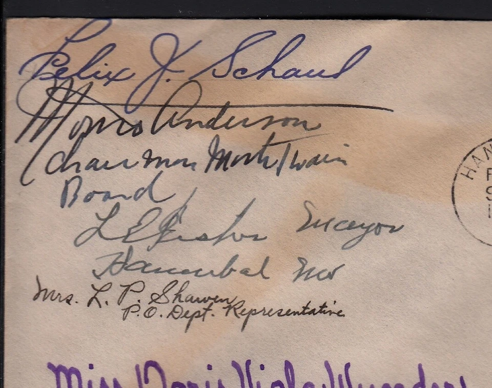 1940 Sc 863 Samuel Clemens signed by stamp designers, engravers etc. to Wunder - Image 2 of 2