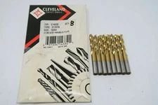 8 new CLEVELAND 15/64" Cobalt 135[DEG] Parabolic TiN Screw Machine Length Drills