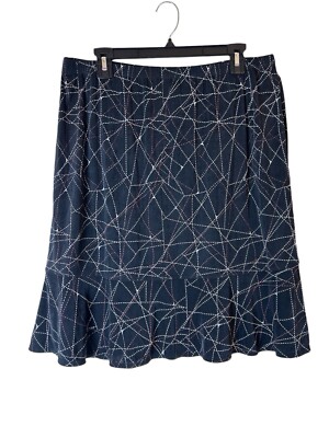 Ruby Rd Skirt Flare Size PXL Black Geometric Elastic Waistband Spandex
