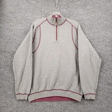 Tommy Bahama Sweater Men Large Gray Reversible Long Sleeve 1/4 Zip Pullover Knit