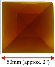 50mm 2" German SQUARE Faceted Jewel for Stained Glass - DARK AMBER