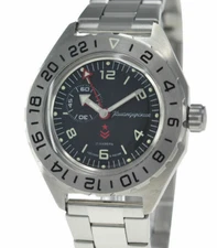 Vostok Komandirskie 650539 Watch GMT Mechanical Automatic Military USA Seller