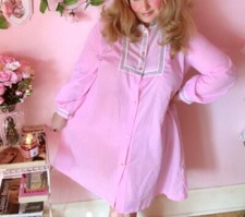 vintage 60s 70s pastel pink nightgown M/L