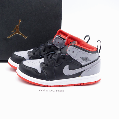 Size 6 Toddler Kid's Jordan 1 Mid Sneakers DQ8425-006 Black/Cement