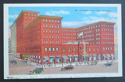 St. Charles Hotel New Orleans LA Unposted Linen Postcard