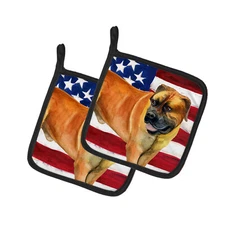 Boerboel Mastiff Patriotic Pair of Pot Holders BB9646PTHD