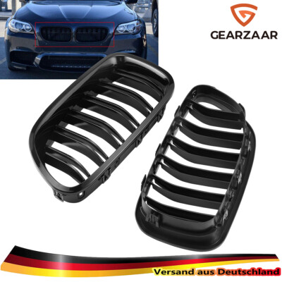 FÜR DEN BMW 5ER F10 F11 SPORT KÜHLERGRILL NIEREN DOPPELSTEG GLANZ SCHWARZ