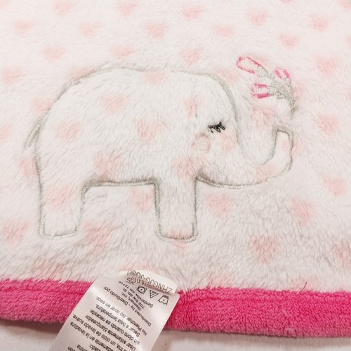 Parents Choice White Pink Hearts Elephant Baby Blanket Soft Plush Lovey 30"x40" - Picture 8 of 13