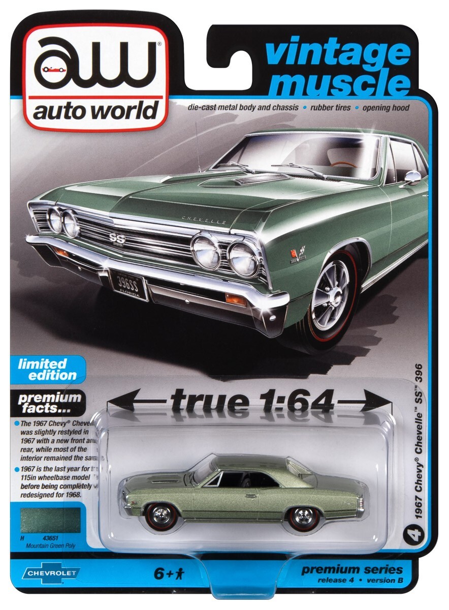 2022 AUTO WORLD 1:64 *PREMIUM 4B* GREEN 1967 Chevrolet