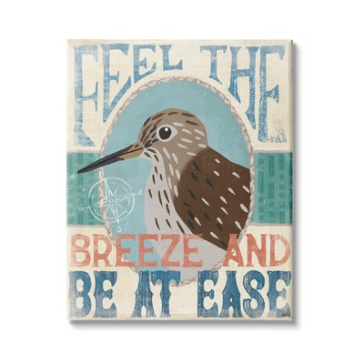 Feel Breeze Be Ease Nautical Phrase Sandpiper Bird, Designed by Veronique Cha...