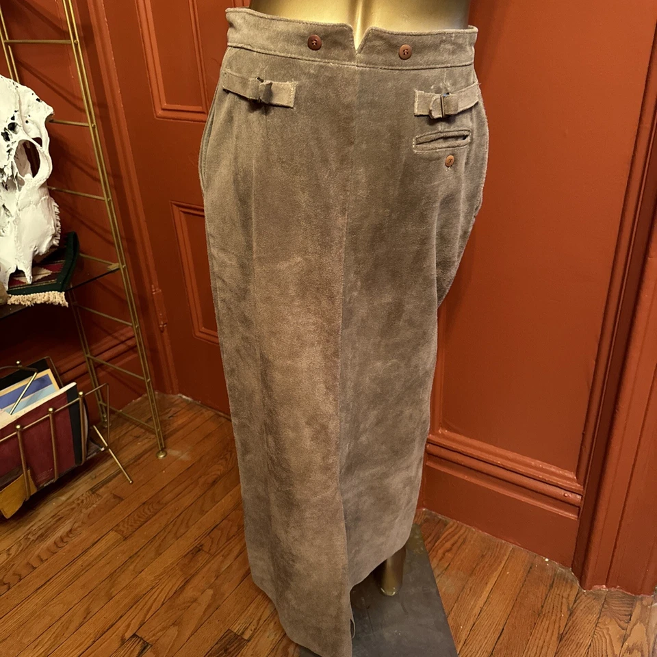 Falda Occidental Ralph Lauren Country Marrón Larga Gamuza 12 Bolsillos 4 Bolsillos Foto 2 de 4
