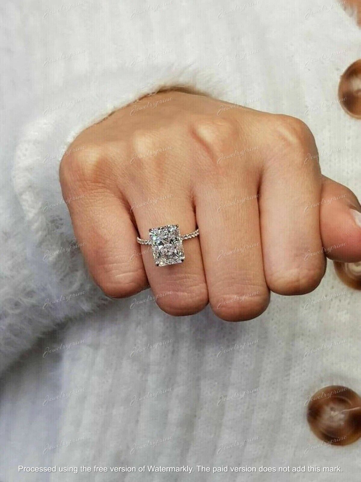 2.00 CT Radiant Cut Lab Created Diamond Engagement Ring 14k White Gold Finish