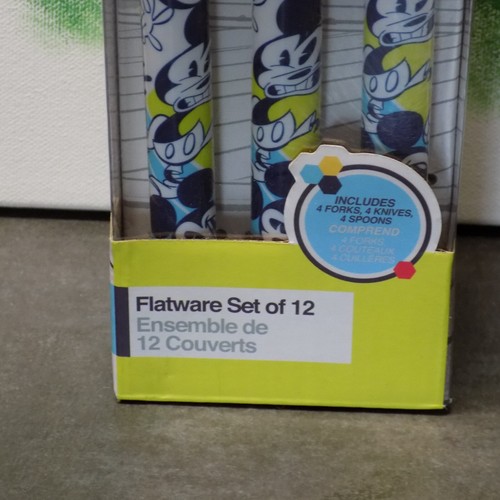 Disney Store Mickey Mouse Icon Blue Green White 12 Pc Flatware Set NEW - Picture 2 of 6