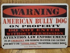 Metal Warning American Bully Dog sign For FENCE ,Beware Of Dog 8"x12" 