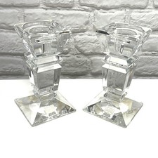 Crystal Candlestick Holders 24% Lead 8" Tall Heavy Set Of 2 Fifth Ave Crystals