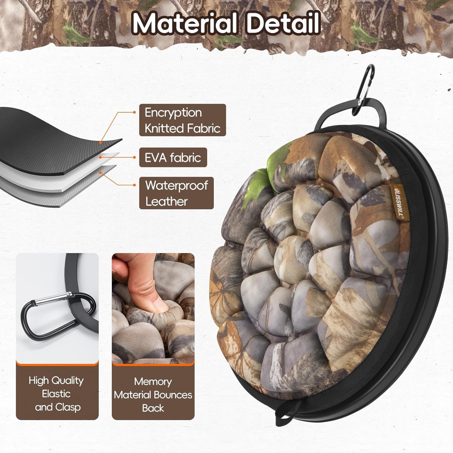  Outdoor 5 Gallon Bucket Seat - 360° Swivel, Comfortable Foam Super Camo-timber