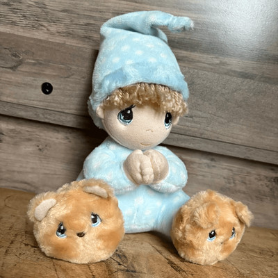 Precious Moments Inspirational Baby Doll 9  Blue Baby Boy Prayer Plush Toy