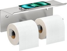 Toilet Paper Holder with Shelf, 304 Stainless Steel Wall Mount Commercial Toilet