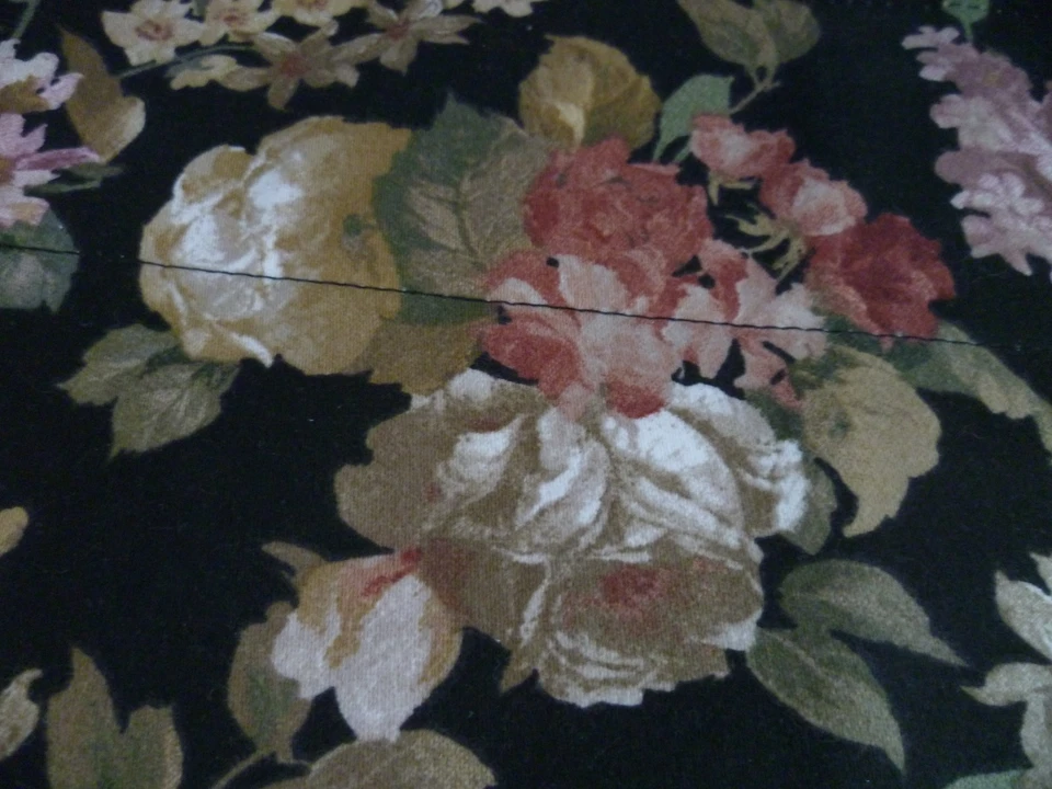 2 Cenefas WAVERLY Negro Floral Rayas Doble Vieira Borla 51x23" Algodón Foto 2 de 4