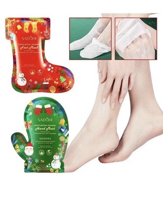 SADOER Christmas Niacinamide Hand &Foot Mask Moisturizing Anti Wrinkle SET OF 10