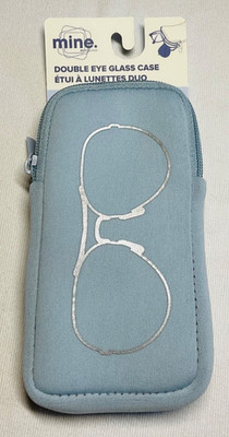 MINE DOUBLE EYEGLASS CASE LIGHT BLUE TWO SECTIONS 6.5 X 3 1/4 NWT