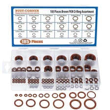 BUSY-CORNER 185 Pieces FKM Brown O-Ring Kit,75A Durometer,18 Kind AS-568 Standar