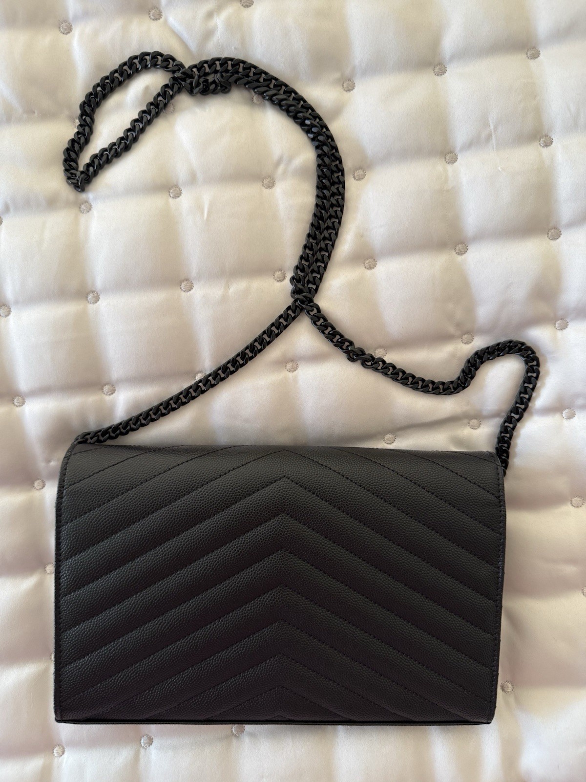 BORSA PORTAFOGLIO POCHETTE YSL SAINT LAURENT CLASSIC CASSANDRE CATENA TUTTA NERA