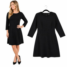 Banana Republic Black Sheath Dress Womens Size 6 Scallop Waist Knee Length