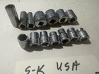 MADE USA - VINTAGE S - K WAYNE LOT OF 14  - 3/8" DRIVE 6 PT METRIC & SAE SOCKETS — photo 4