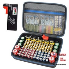 Battery Organizer Storage Case with BT-168 Tester, Holds 136 Batteries Blue