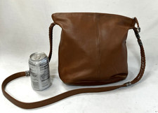 Fossil Brown Leather Shoulder Bag Crossbody Braided Strap Silver Tone Hardware