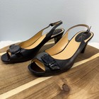 Cole Haan Air Eliana Slingback Pumps Peep Toe Black Buckle Size 9.5B Women's