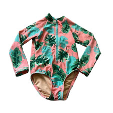 Crewcuts Rash Guard Long  Sleeve UPF 50 Girl  s Tropical Zip Swimsuit - 2