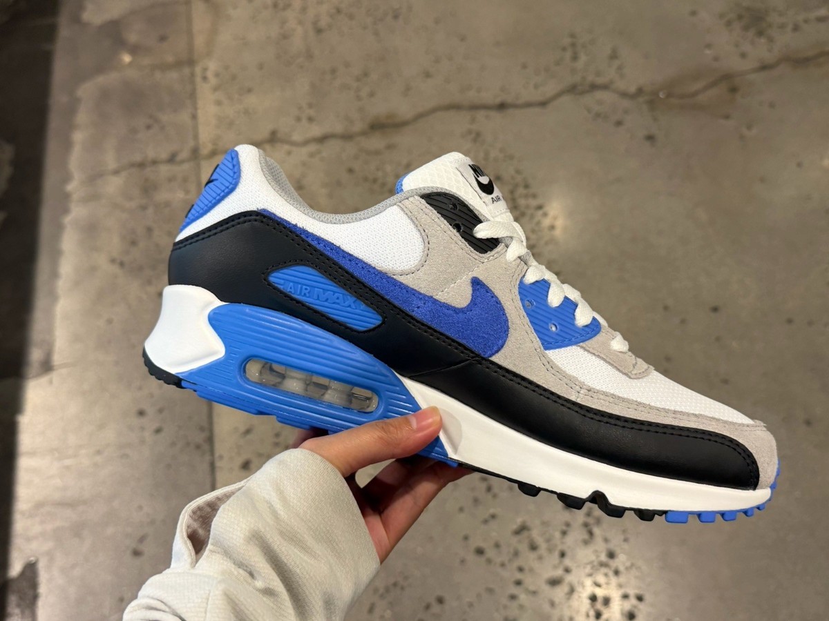 Size 11.5 - Nike Air Max 90 White Blue Crystal for sale online | eBay