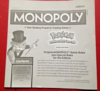 2014 Pokemon Kanto Monopoly Edition Anleitung Regelheft