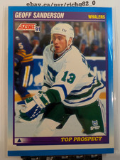 1991-92 Score Canadian Bilingual Geoff Sanderson Rookie Card #354 Hartford Whale. rookie card picture