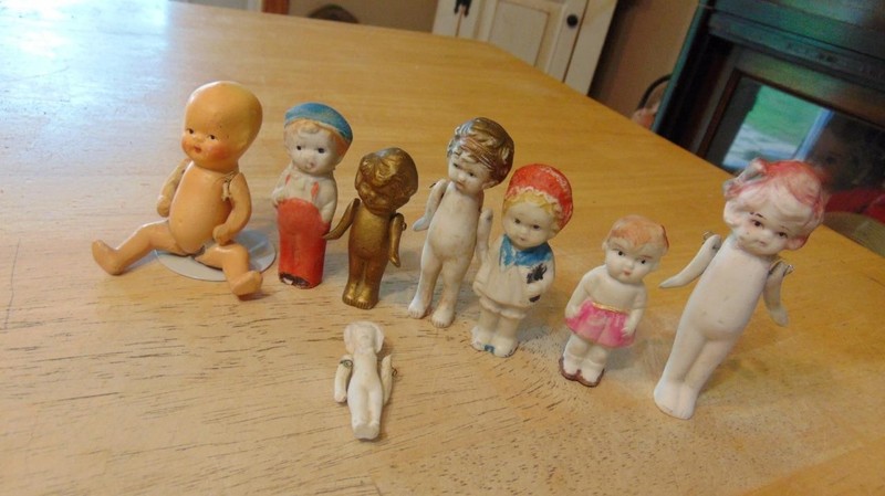8 VTG. Small Bisque Dolls~3 W/Damage~2"-3.5"~