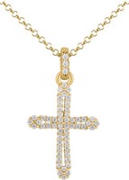 Jacques Lemans - Kette Kreuz Durchbrochen Sterlingsilber Vergoldet Mit Zirkonia