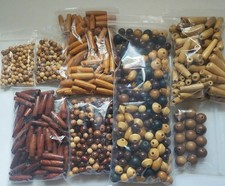 Large Mixed Wood Bead Lot Round Tube Barrel Craft Jewelry Making Macrame DIY New