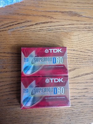 TDK Superior D60 Normal Bias 60Min 2 Pack Blank Audio Cassette Factory Sealed.