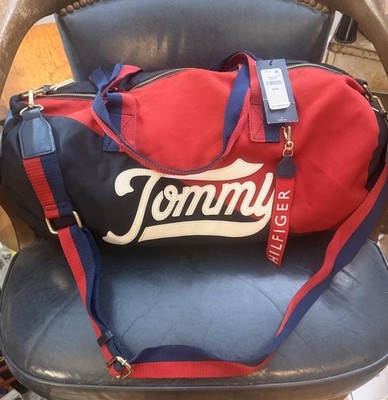 NWT Red And Blue Tommy Hilfiger Canvas Duffel Bag 