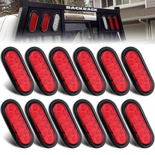 12Pcs 6" Inch Oval LED Trailer Tail Lights Red 10LED, 6" Inch Oval LED Stop T...