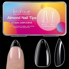 Almond Nail Tips Soft Gel Full Cover False Nails