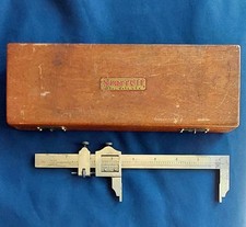VINTAGE 6" STARRETT NO. PINZA VERNIER 122 CON ESTUCHE DE MADERA, ATHOL, MASA.