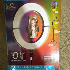 Bower 12" Foldable LED Ring Light Color/White USB w/ Stand Phone Mount Remote