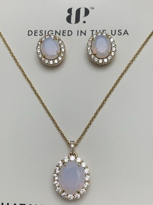 Bomb Party Gem Society The 2424 Set SE89530 Moonstone On Gold