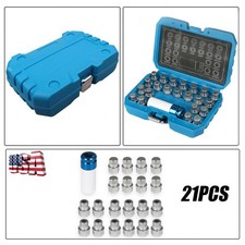 21pcs/Box New Wheel Lock Lug Nut Key Removal Kit Anti-Theft Screw Socket  