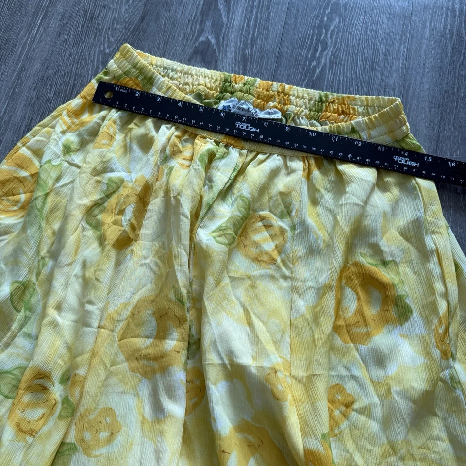 Falda Anthropologie Freestyle L Amarilla Floral Fluida Acampanada Hippie Campesina Casa de Campo Foto 3 de 4