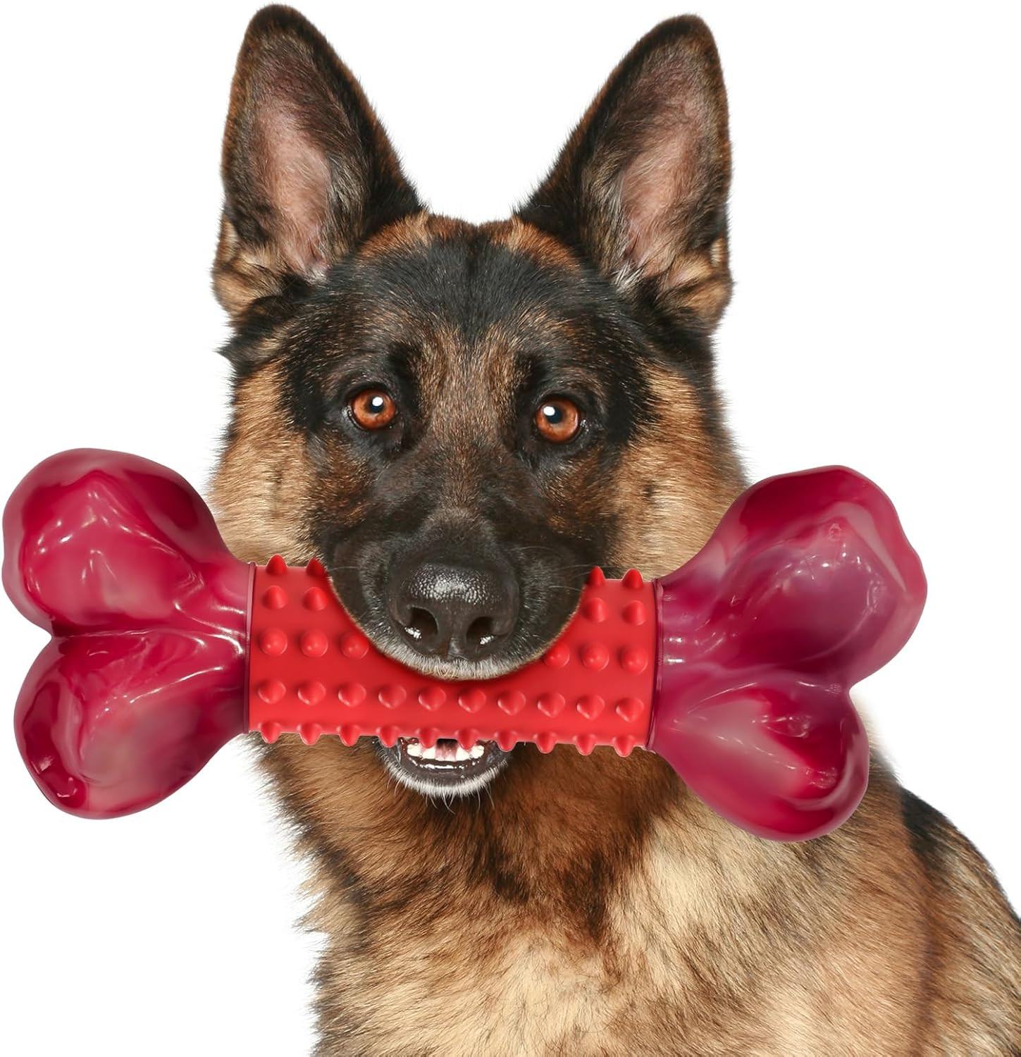 Dog Chew Bone for Aggressive Chewers 8in Nylon Rubber Toy Large Dogs Play Funny