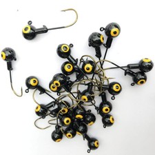 Jigheads Fishing Hooks 50pcs 1/32 1/16 1/8 oz Crappie Bass Double Eyes Black